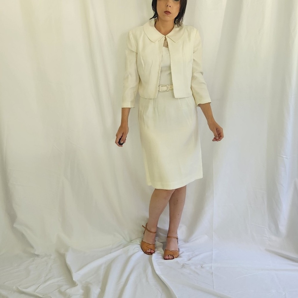 60s Ivory Wiggle Dress With‎ Jacket - Picture 4 of 8